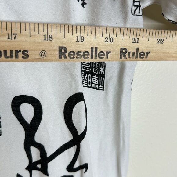 Soft Surroundings Vintage Asian Print Button Down Blouse White Black size large - Picture 6 of 9